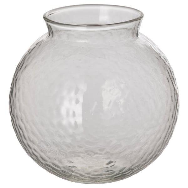 KONSTFULL Vase, clear glass/patterned, 4 "
