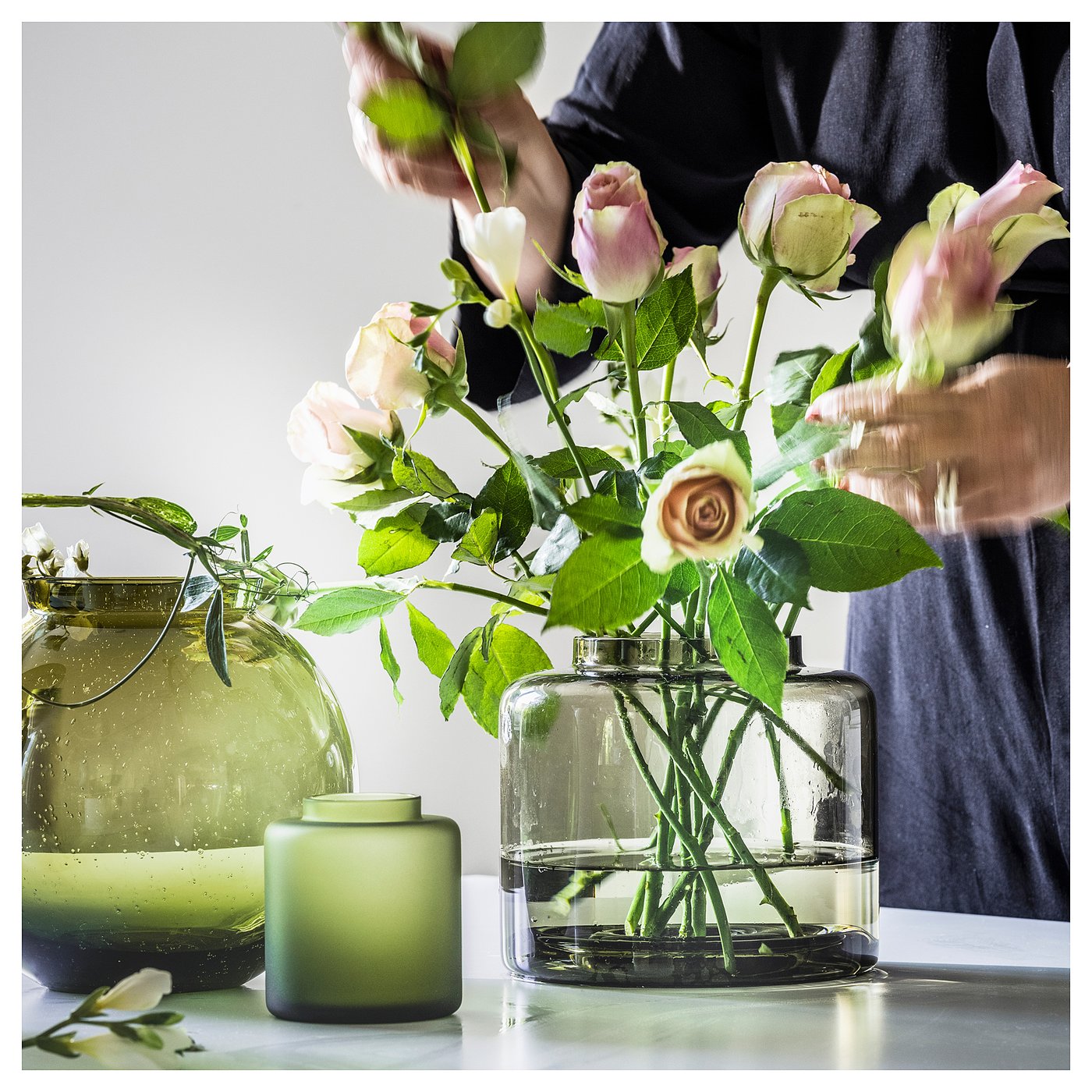 KONSTFULL vase, green-brown, 16 cm (6 ¼