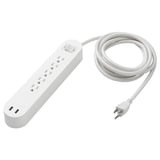 KOPPLA 5 outlet power strip & 2 USB ports, white, 118 "
