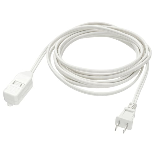 KOPPLA white extension cord. 5m, plastic. Plug and 2 outlets.