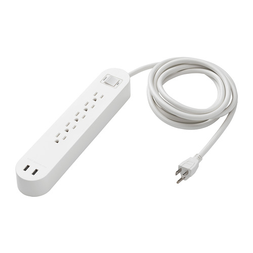 KOPPLA 5 outlet power strip & 2 USB ports IKEA