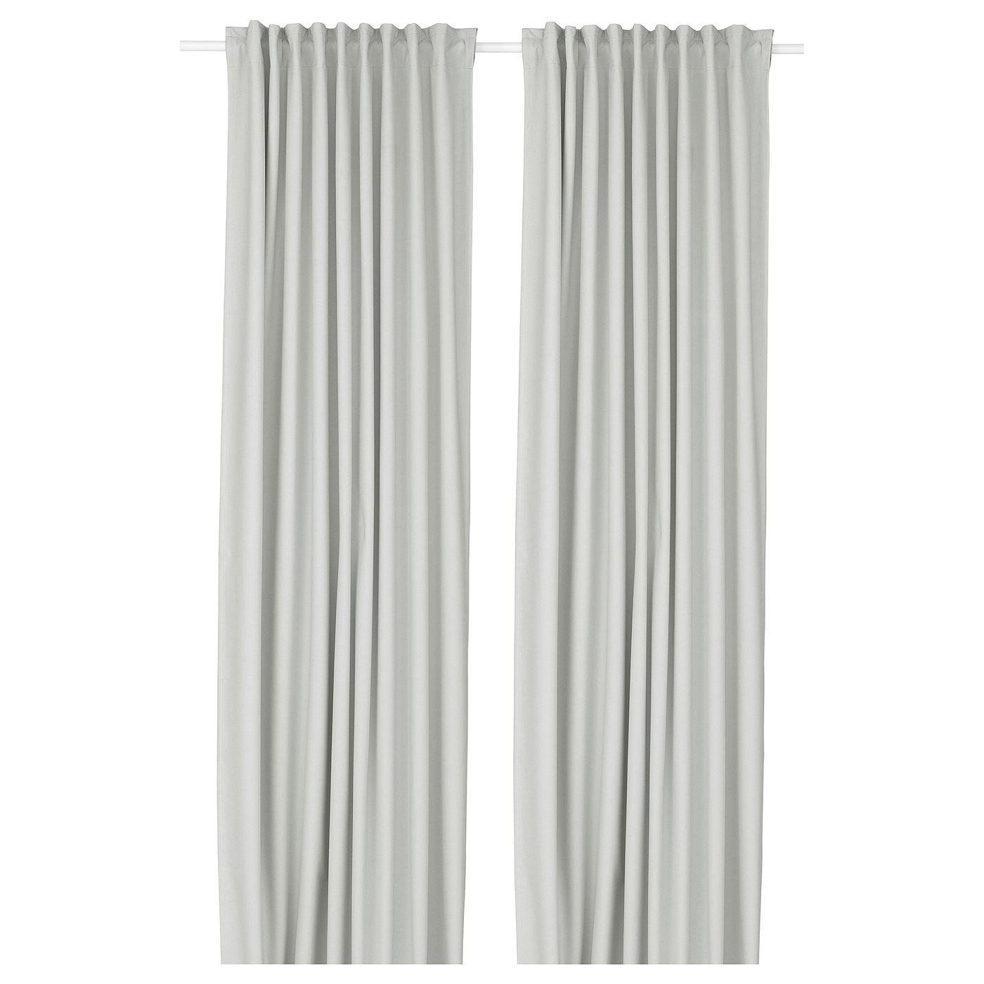 KORGMOTT Blackout curtains, 1 pair - white/with heading tape 145x300 cm (57x118 ")