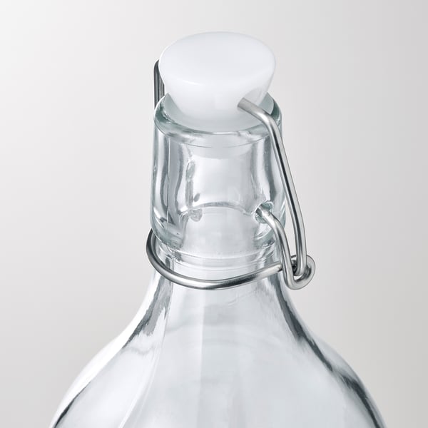 KORKEN Bottle with stopper, glass/printed, 34 oz (1 l) IKEA