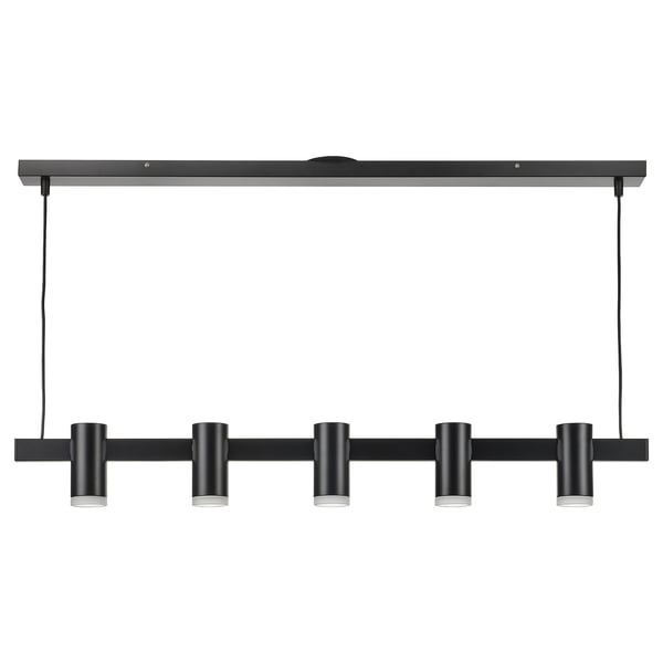 KRANSALG Pendant lamp with 5 lights, black, 44 "