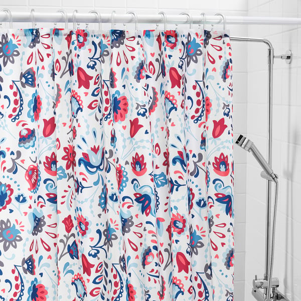 Kratten Shower Curtain White Multicolor Ikea