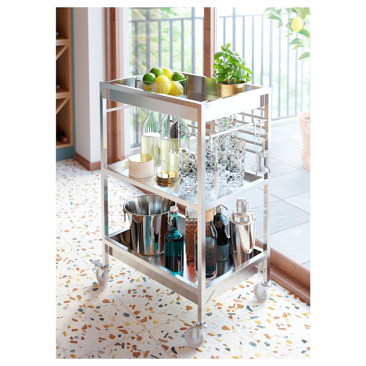 KUNGSFORS kitchen cart, stainless steel, 60x40 cm (235/8x153/4") IKEA CA