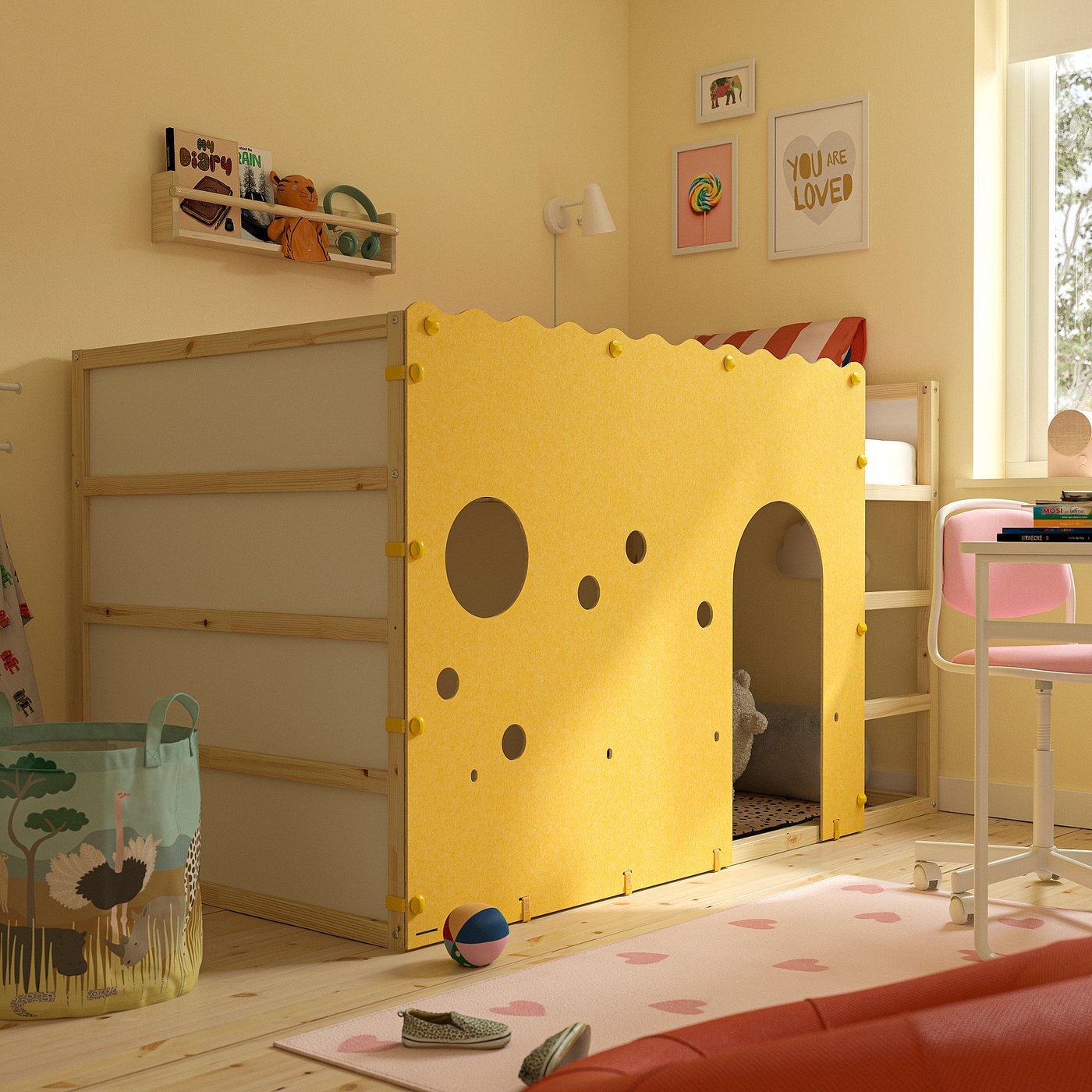 KURA bed accessory, yellow/gray - IKEA CA