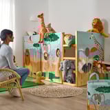 KURA Bed curtain, multicolor/animals on the savannah