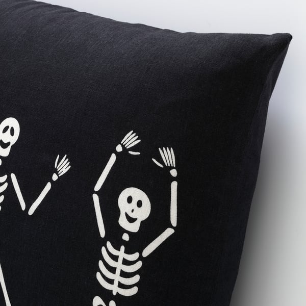 KUSTFYR Cushion cover, white/black ghost, 20x20 "