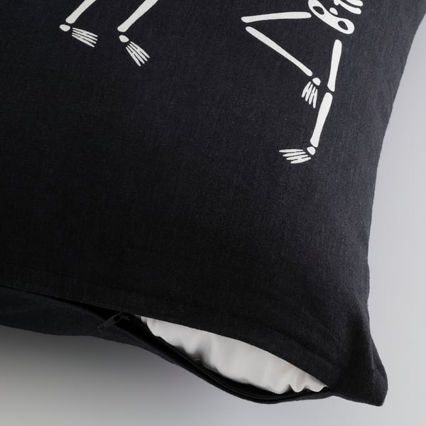 KUSTFYR Cushion cover, white/black ghost, 20x20 "