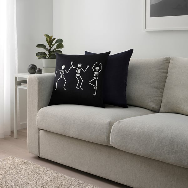 KUSTFYR Cushion cover, white/black ghost, 20x20 "