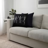 KUSTFYR Cushion cover, white/black ghost, 20x20 "