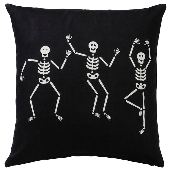 KUSTFYR Cushion cover, white/black ghost, 20x20 "