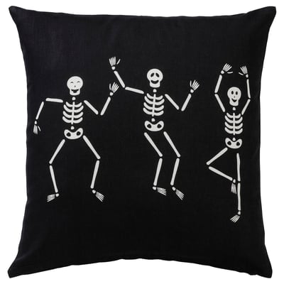 KUSTFYR Cushion cover, white/black ghost, 20x20 "