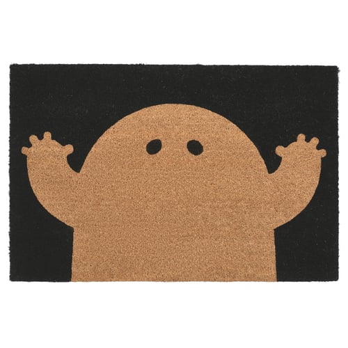 KUSTFYR Door mat, ghost pattern black/natural, 2 ' 0 "x2 ' 11 "
