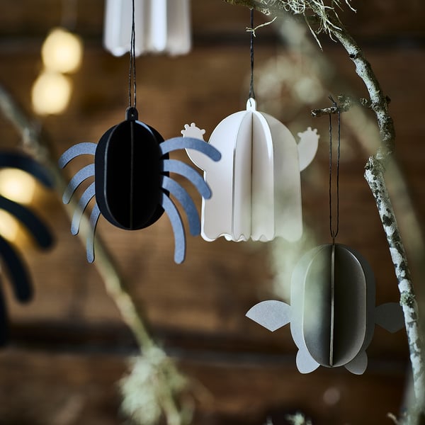 KUSTFYR Hanging ornaments, set of 3, mixed shapes