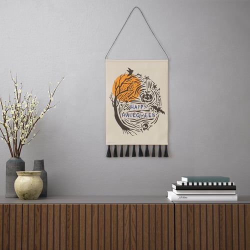 KUSTFYR hanging tapestry, black, 48x30 cm (187/8x113/4") IKEA CA