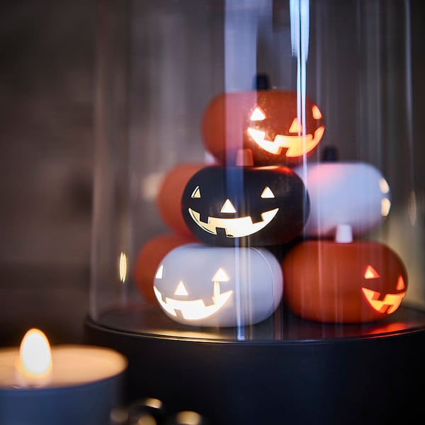 KUSTFYR LED table decoration, pumpkin/battery operated multicolor