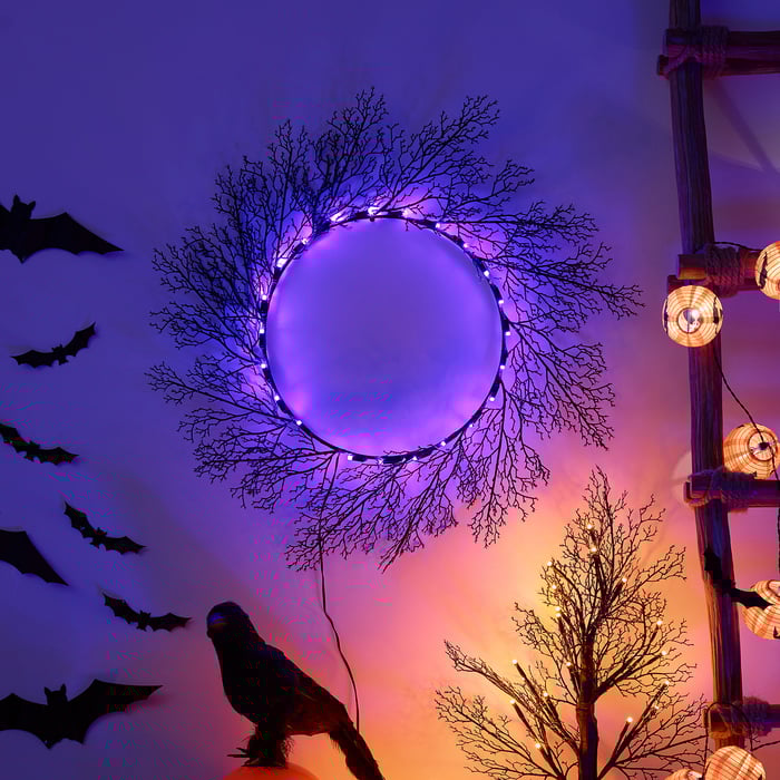 KUSTFYR LED wreath, artificial battery operated/outdoor IKEA CA