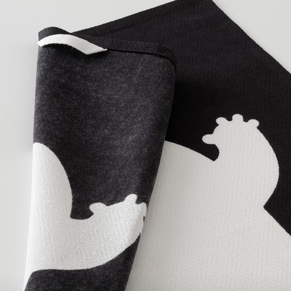 KUSTFYR Tea-towel, ghost/spider white/black, 18x24 "