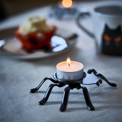 KUSTFYR Tealight holder, spider black, 1 "