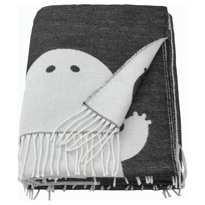 KUSTFYR Throw, ghost pattern black/white, 51x67 "