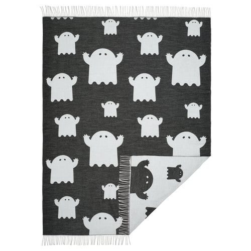KUSTFYR Throw, ghost pattern black/white, 51x67 "