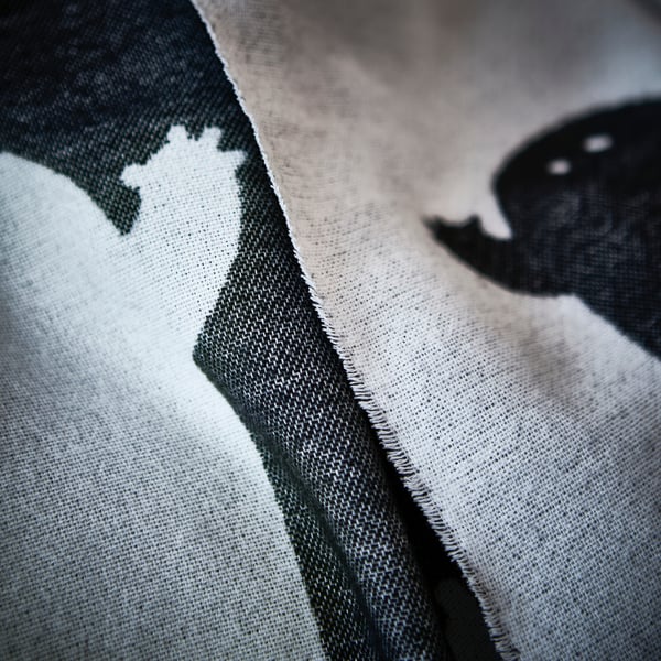 KUSTFYR Throw, ghost pattern black/white, 51x67 "