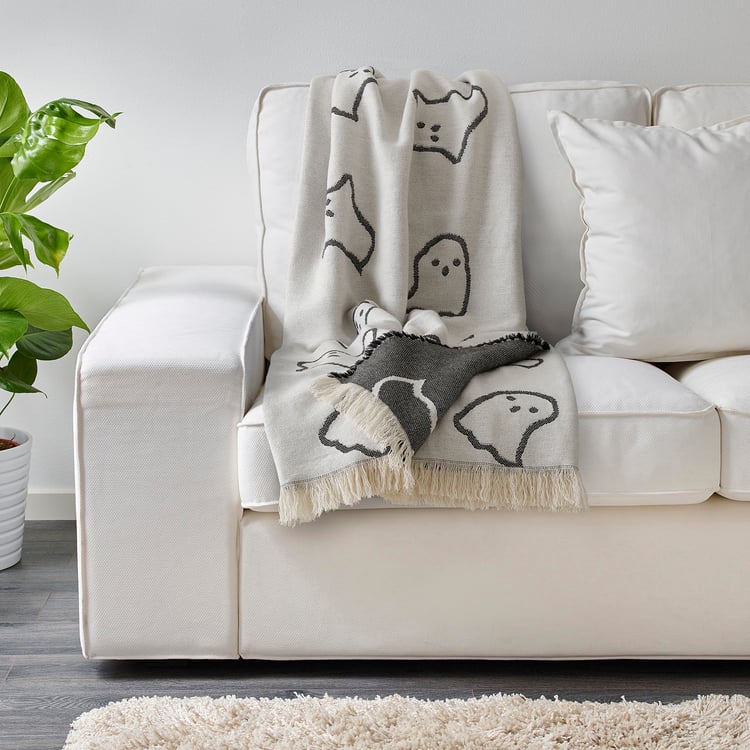 KUSTFYR throw, white/black, 130x170 cm (51x67") IKEA CA