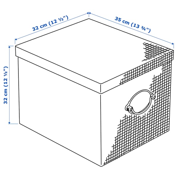 KVARNVIK Storage box with lid, gray, 12 ½x13 ¾x12 ½ "