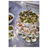 KVITTERA Serving stand, 3 tiers, clear glass/stainless steel