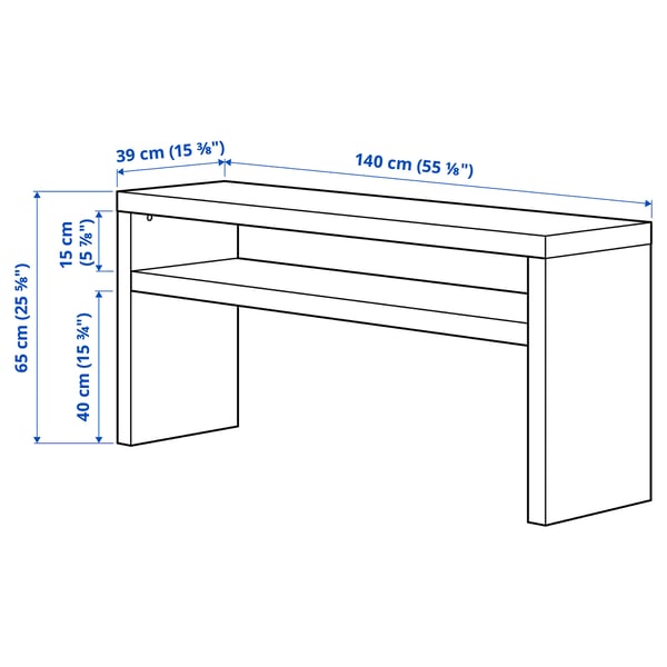 LACK console table, white stained oak, 140x39 cm (551/8x153/8