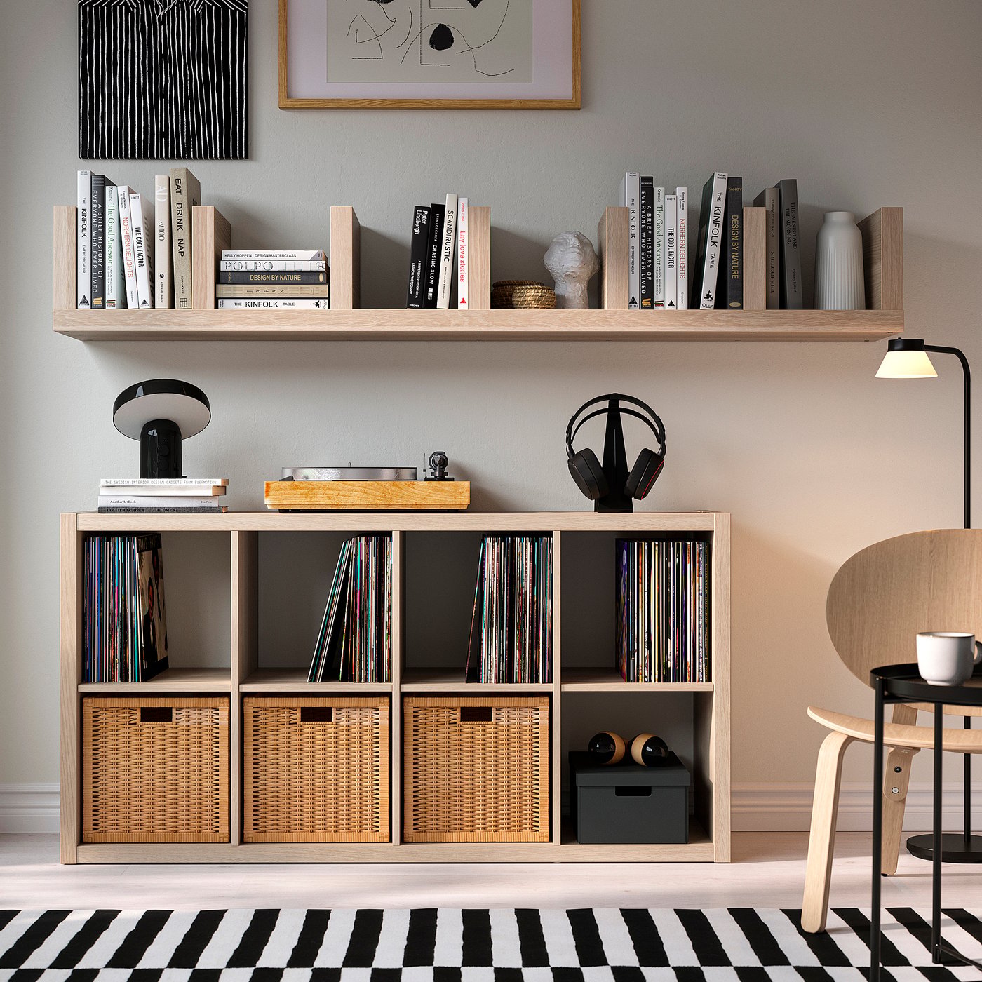 IKEA ラック LACK wall shelf unit, white stained oak effect, 30x190 cm (113