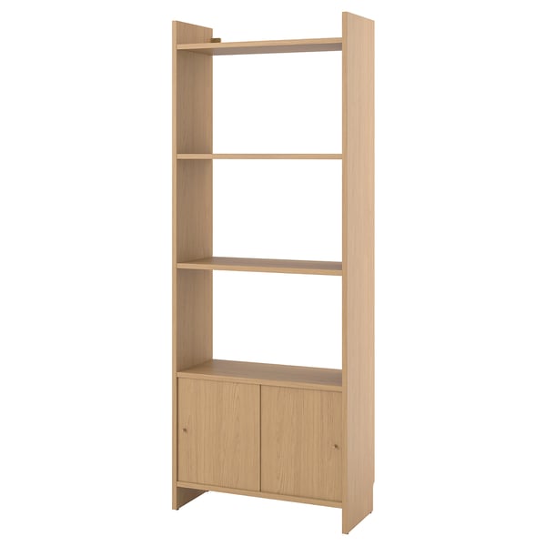 LÅDMAKARE Storage combination w sliding doors, with 3 shelves/oak effect, 31 3/4x13 3/4x83 5/8 "