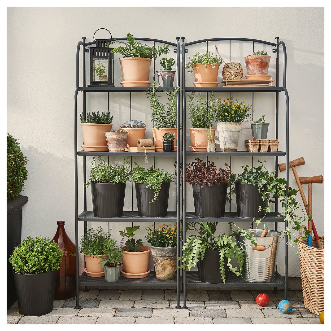 LÄCKÖ shelving unit, outdoor, gray, 61x160 cm (24x63