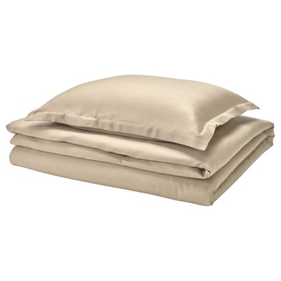 LÄKEVÄNDEROT Duvet cover and pillowcase(s), beige, Twin