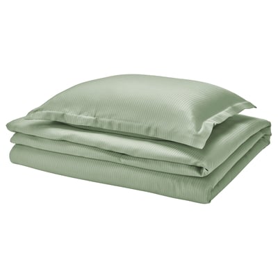 LÄKEVÄNDEROT Duvet cover and pillowcase(s), light gray-green, Twin