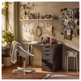 LAGKAPTEN / ALEX Desk, black-brown, 55 1/8x23 5/8 "