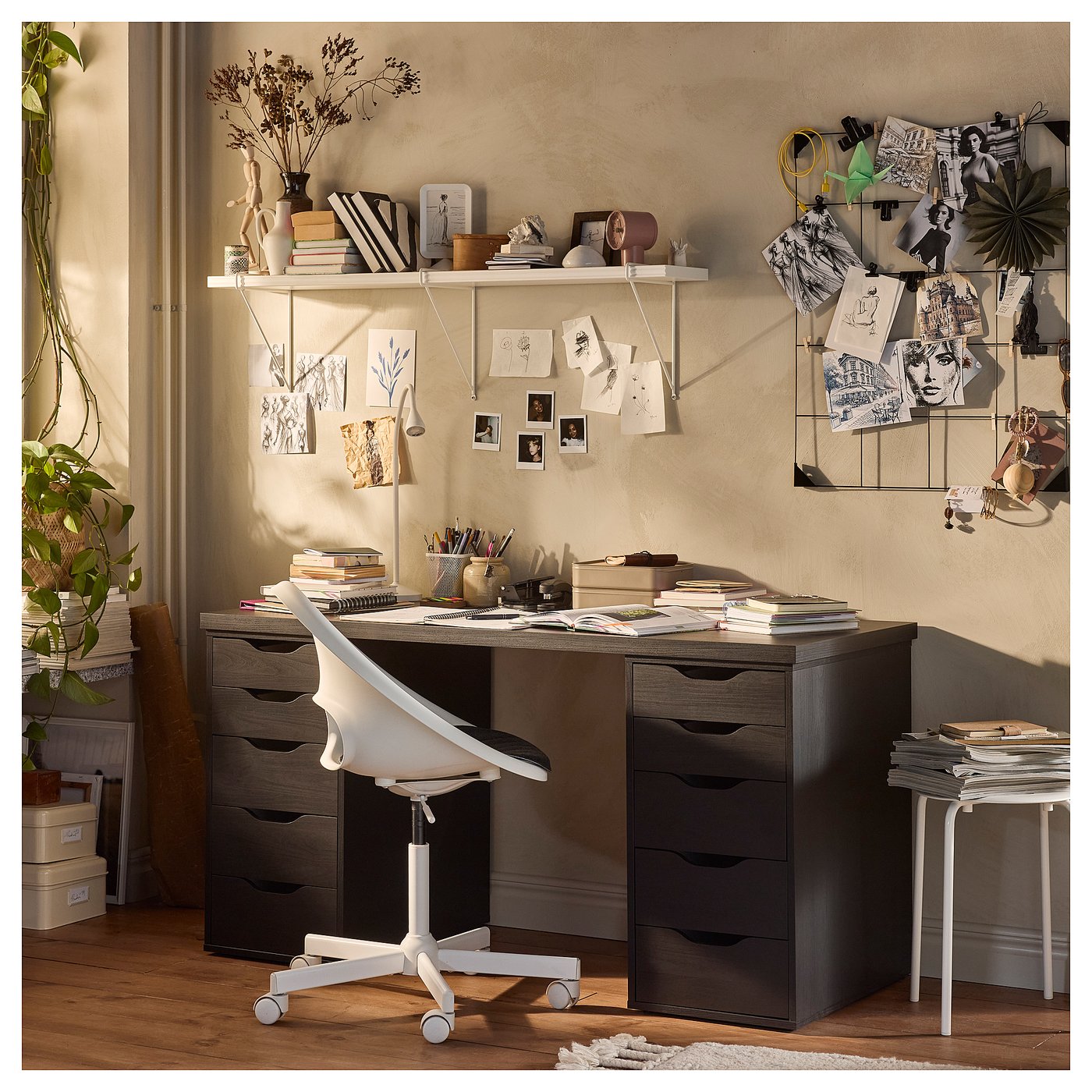 LAGKAPTEN / ALEX desk, black-brown, 140x60 cm (551/8x235/8