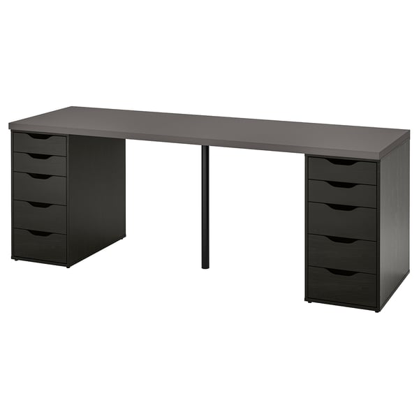 LAGKAPTEN / ALEX desk, dark gray/blackbrown, 200x60 cm (783/4x235/8
