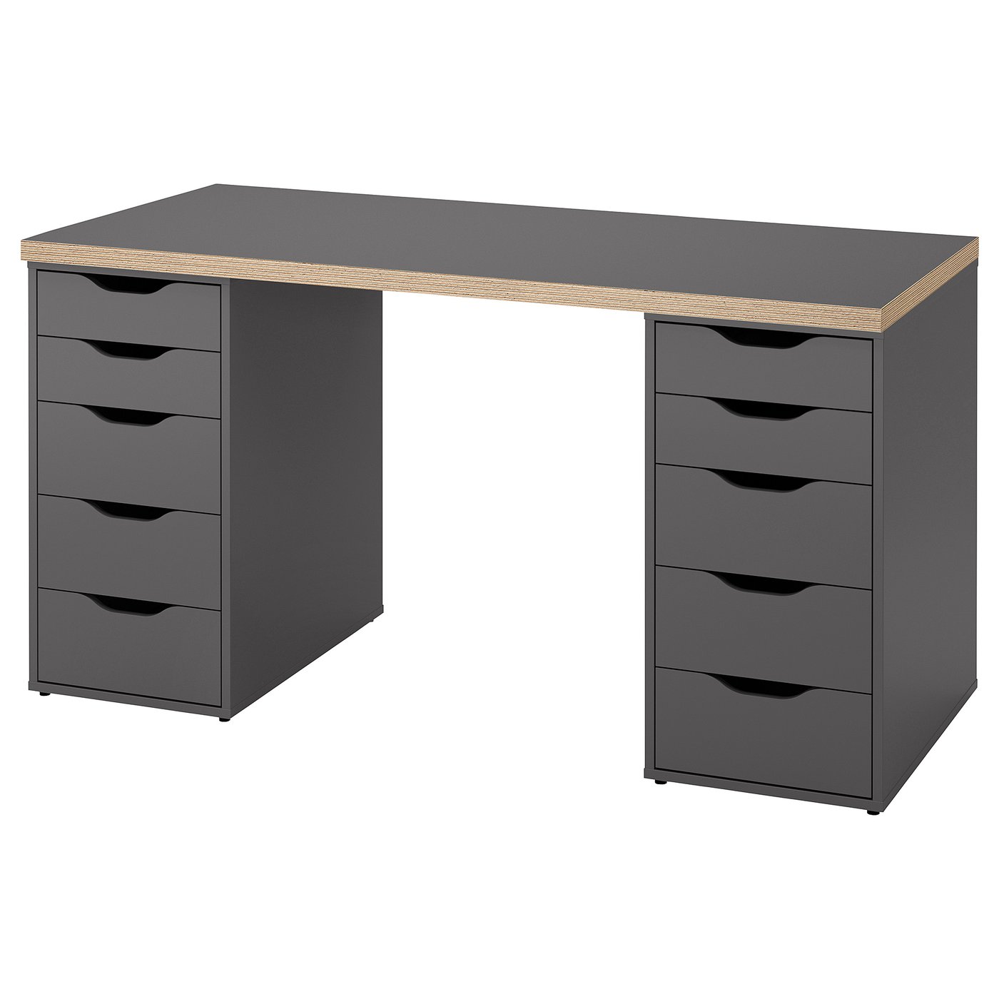 LAGKAPTEN / ALEX desk, gray/wood effect, 140x60 cm (551/8x235/8