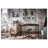 LAGKAPTEN / OLOV Desk, black-brown/black, 47 1/4x23 5/8 "