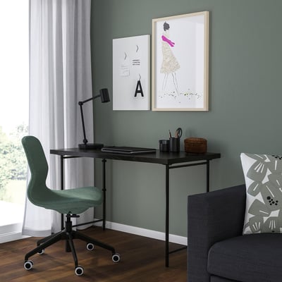 LAGKAPTEN / SPÄND Desk, black-brown/black, 47 1/4x23 5/8 "