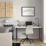 LAGKAPTEN / SPÄND Desk, white/black, 55 1/8x23 5/8 "