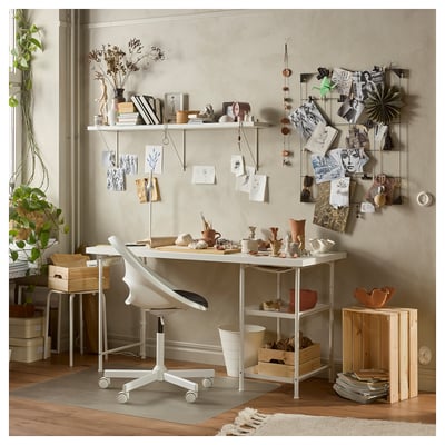 LAGKAPTEN / SPÄND Desk, white, 55 1/8x23 5/8 "