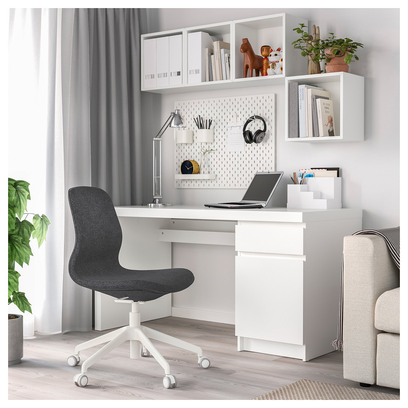 LÅNGFJÄLL conference chair, Gunnared dark gray/white - IKEA CA