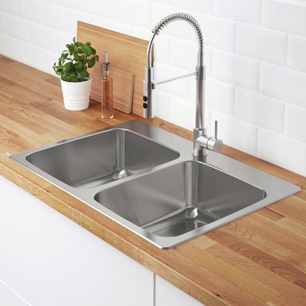 Langudden Double Bowl Dual Mount Sink Stainless Steel Ikea