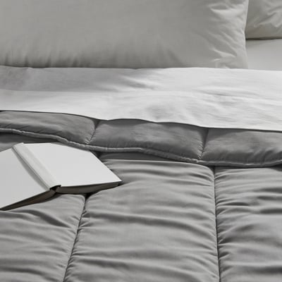 LÅSBRÄKEN Comforter, gray, Full/Queen