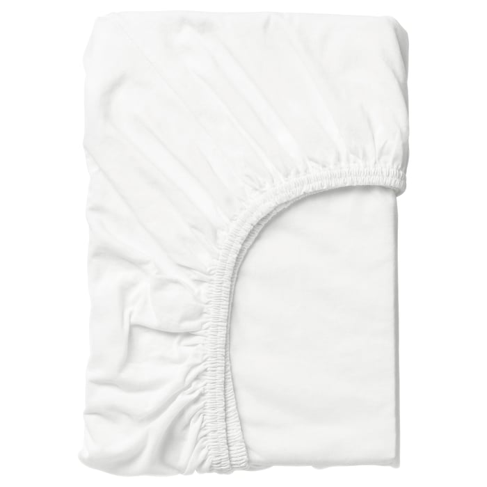 LEN fitted sheet, white, 70x160 cm (28x63") IKEA CA