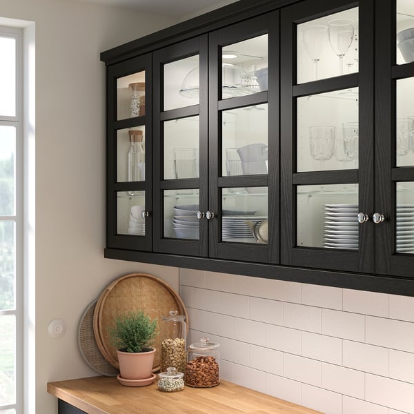 LERHYTTAN Glass door, black stained, 18x30 "